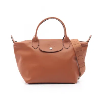 Longchamp Le Pliage Leather Handbag In Brown