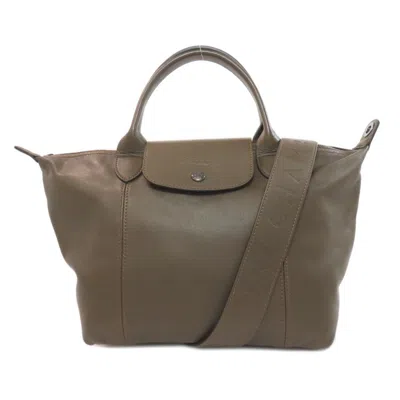 Pre-owned Longchamp Le Pliage Leather Handbag () In Green
