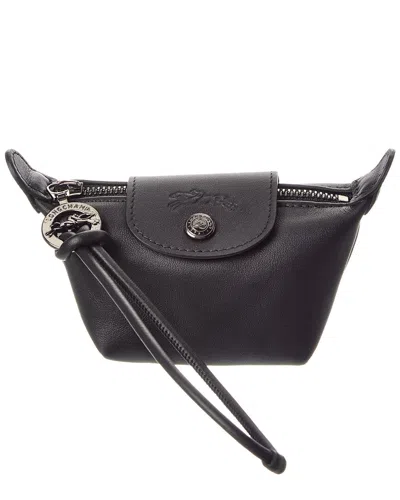 Longchamp Le Pliage Leather Pochette In Black
