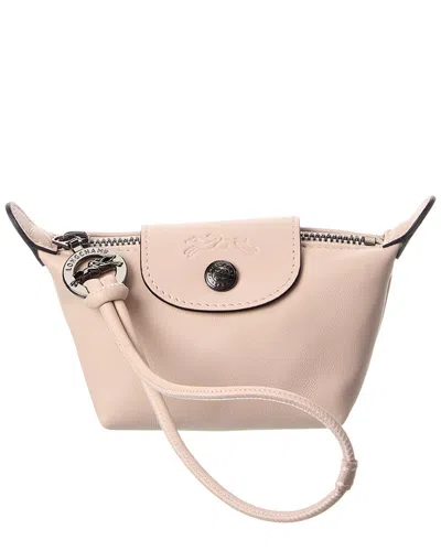 Longchamp Le Pliage Leather Pochette In Pink