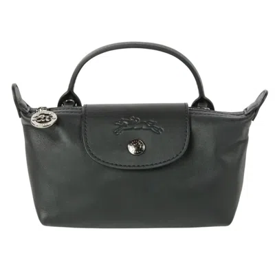 Pre-owned Longchamp Le Pliage Leather Shoulder Bag () In Black