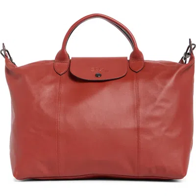 Longchamp Le Pliage Leather Tote Bag In Brown