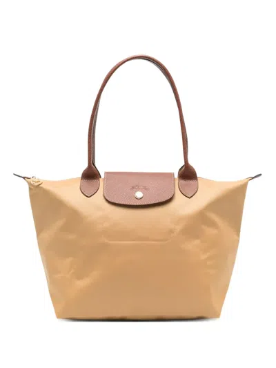 Longchamp Le Pliage Leather-trimmed Tote Bag In Brown