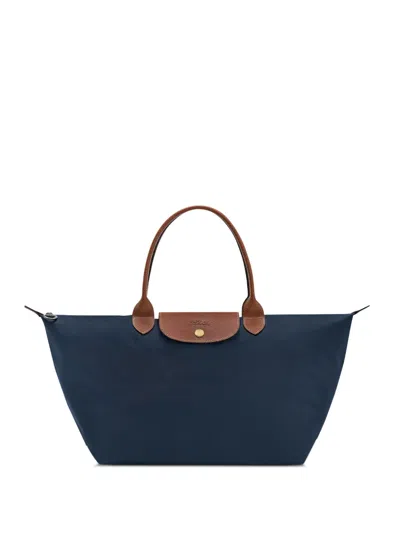 Longchamp Le Pliage Leather-trim Shoulder Bag In Blue