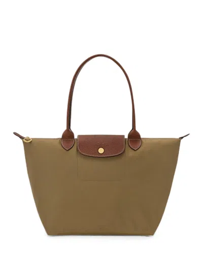 Longchamp Le Pliage Leather-trim Shoulder Bag In Brown