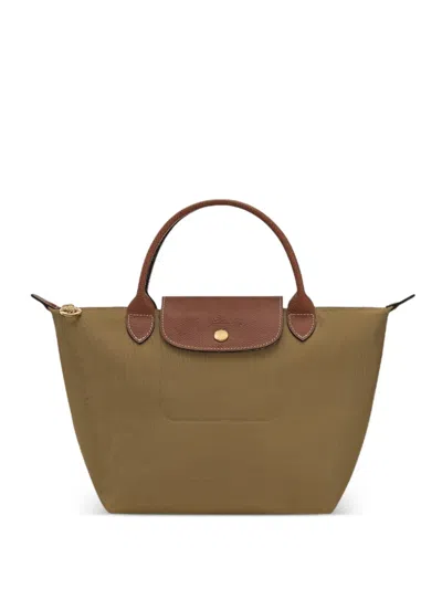 Longchamp Le Pliage Leather-trim Tote Bag In Green