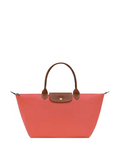 Longchamp Le Pliage Leather-trim Tote Bag In Orange