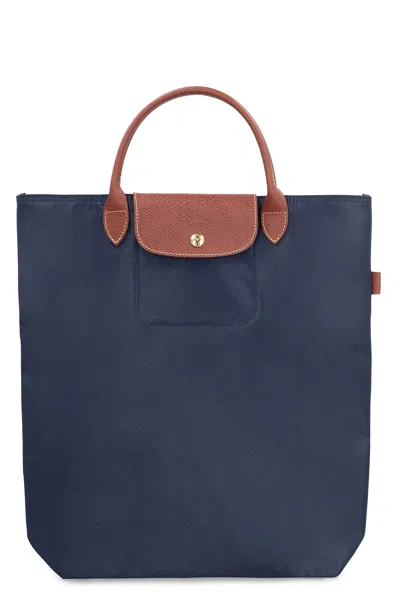 Longchamp Le Pliage Original Medium Canvas Short Handle Tote In Blue
