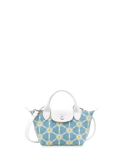 Longchamp `le Pliage Marguerites` Extra Small Handbag In Blue
