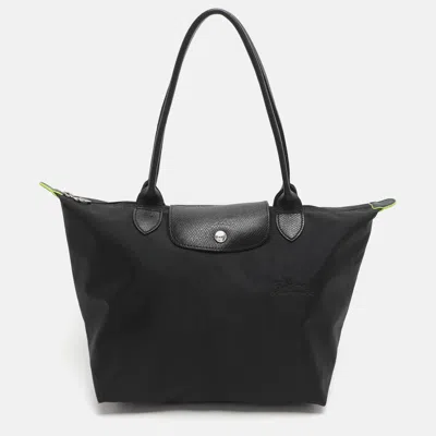 Pre-owned Longchamp Le Pliage Medium Black Nylon Tote