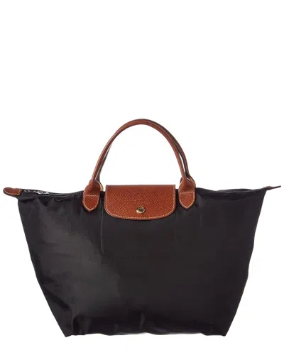 Longchamp Le Pliage Medium Nylon Top Handle Tote In Black