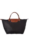 Longchamp Le Pliage Medium Nylon Top Handle Tote In Black