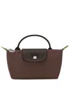 Longchamp Le Pliage Green Mocha Coloured Clutch Bag