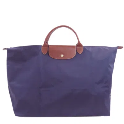Pre-owned Longchamp Le Pliage Navy Nylon Tote Bag () In Blue