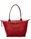 Longchamp Le Pliage Green Recycled Canvas Large Shoulder Tote In Red