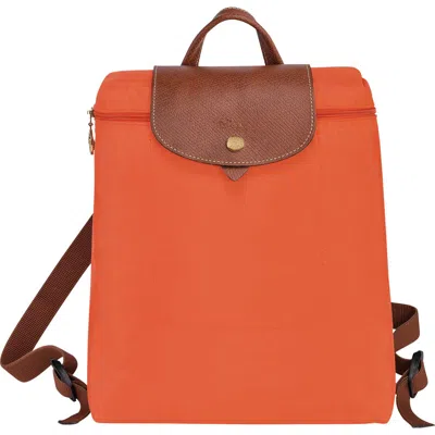 Longchamp Le Pliage Nylon Canvas Backpack In Orange/ Orange