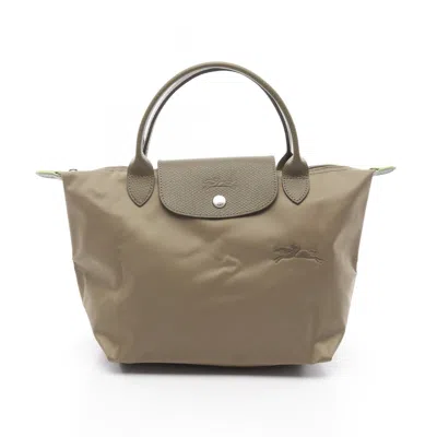 Longchamp Le Pliage Nylon Leather Tote Bag In Green
