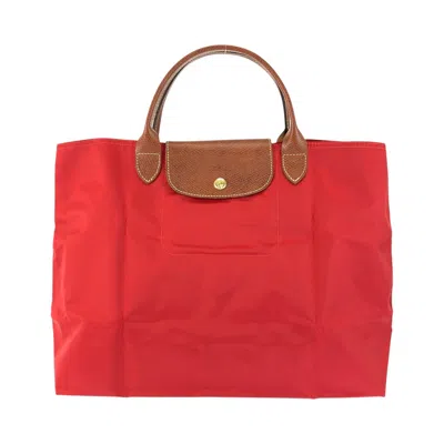 Pre-owned Longchamp Le Pliage Nylon Tote Bag In Orange