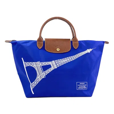 Pre-owned Longchamp Le Pliage Nylon Tote Bag () In Blue