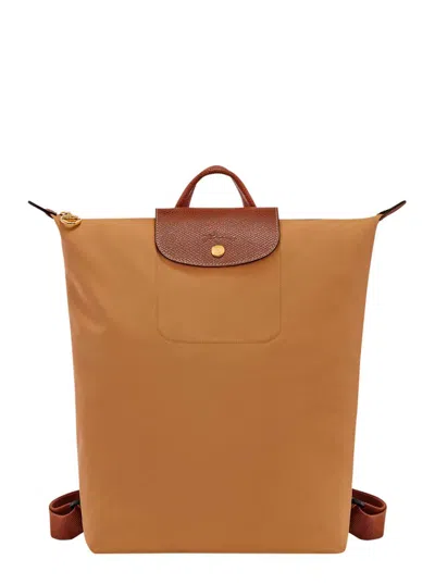 LONGCHAMP 'LE PILAGE ORIGINAL' BEIGE MEDIUM BACKPACK WITH TWO ADJUSTABLE SHOULDER BAG AND EMBOSSED LOGO ON THE