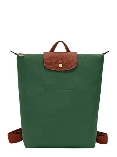 Longchamp Backpack With Adjustable Straps And Buckle Detail In Green