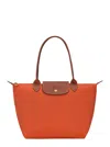 Longchamp 'le Pilage Original' Red Medium Tote Bag With Two Top Handles And Embossed Logo On The Front In Canv
