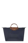 Longchamp Le Pliage Original Medium Canvas Short Handle Handbag In Blue Marine