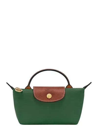 Longchamp Le Pliage Original Canvas Pouch With Handle In Green