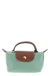 Longchamp Le Pliage Original Canvas Pouch With Handle In Green