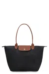 Longchamp 'le Pliage Original' Black Shoulder Bag With Embossed Logo In Black