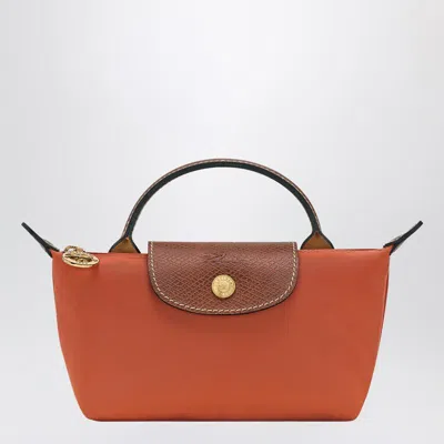 Longchamp Le Pliage Original Brick-coloured Clutch Bag In Red