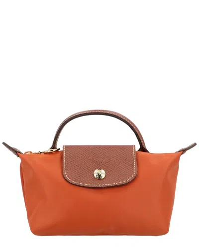 Longchamp Le Pliage Original Canvas Pouch With Handle In Brown