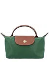 Longchamp Le Pliage Original Canvas Pouch With Handle In Green