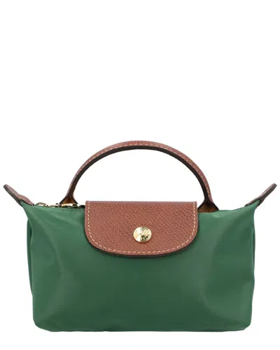 Longchamp Le Pliage Original Canvas Pouch With Handle In Green