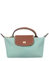 Longchamp Le Pliage Original Canvas Pouch With Handle In Green