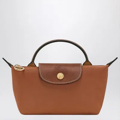 Longchamp Le Pliage Original Cognac-coloured Clutch Bag In Blue