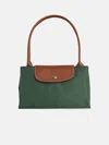 Longchamp 'le Pliage Original' L Bag In English Green Polyamide