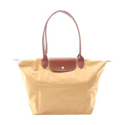 Longchamp Le Pliage Original L Tote Bag Canvas Leather In Brown