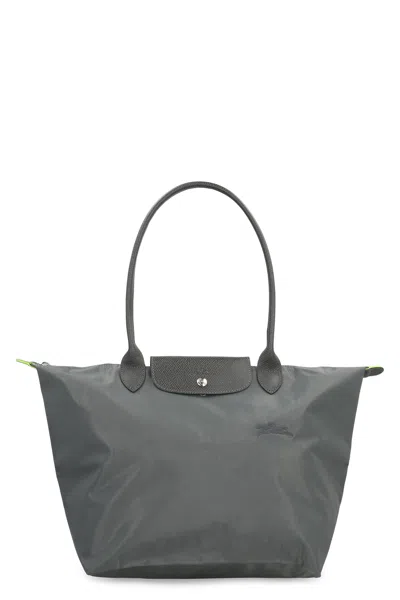Longchamp Le Pliage Green Recycled Canvas Large Shoulder Tote In Grey