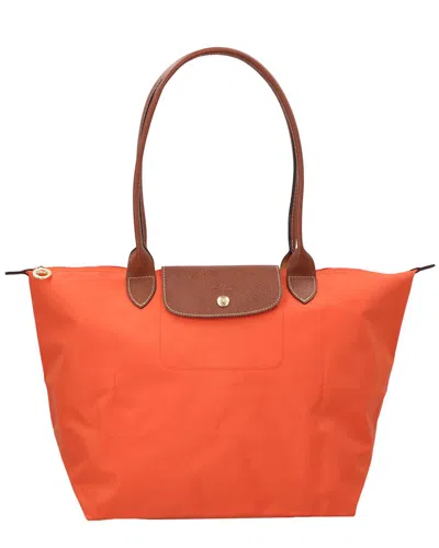 Longchamp Le Pliage Original Large Canvas & Leather Tote In Orange