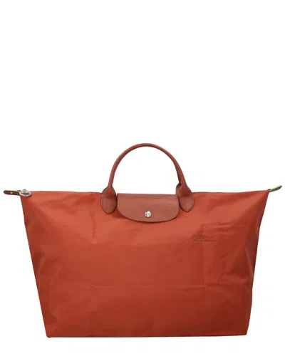 Longchamp Le Pliage Original Large Canvas Short Handle Travel Bag In Brown