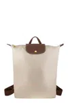 Longchamp Le Pliage Original M - Canvas Backpack In Beige