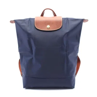 Longchamp Le Pliage Original M Backpack Canvas Leather In Blue