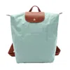 Longchamp Le Pliage Original M Backpack Canvas Leather In Green