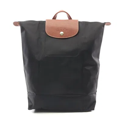 Longchamp Le Pliage Original M Backpack Fabric Leather In Black