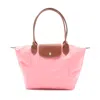 Longchamp Le Pliage Original M Nylon Leather Tote Bag In Pink
