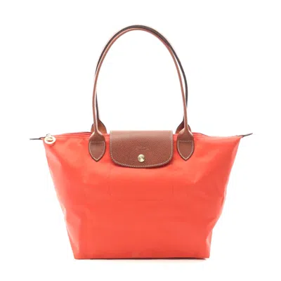 Longchamp Le Pliage Original M Nylon Leather Tote In Red