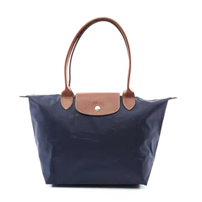 Longchamp Le Pliage Original M Tote Bag Canvas Leather In Blue