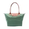 Longchamp Le Pliage Original M Tote Bag Canvas Leather In Green