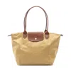 Longchamp Le Pliage Original M Canvas Leather Tote Bag In Brown
